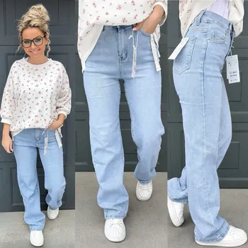 Dámské džíny Široké džíny - vysoký pas MISS 876-2 Velikost: S, Barva: Modrá