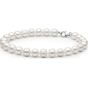 Náramek Gaura Pearls Pánský perlový náramek Marcello - sladkovodní perla, stříbro 925/1000 FORW485-B/20 Stříbrná 20 cm Bílá