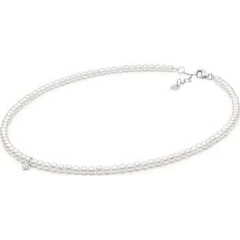 Náhrdelník Gaura Pearls Perlový náhrdelník Agnes - pravé perly, stříbro 925/1000 254-107C Stříbrná 40 cm Bílá