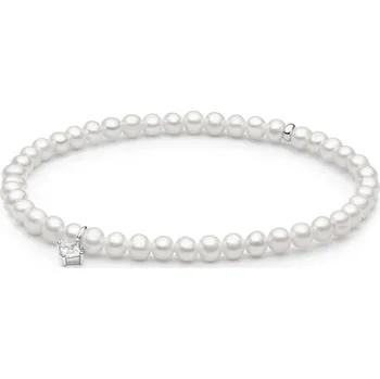 Náramek Gaura Pearls Perlový náramek Agnes - pravé perly, stříbro 925/1000 254-107B 17 cm Bílá