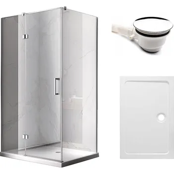 BPS-koupelny Obdélníkový sprchový kout HYD-OK02B 100x80 chrom/transparent + vanička HYD-OSV-ST03A bílá