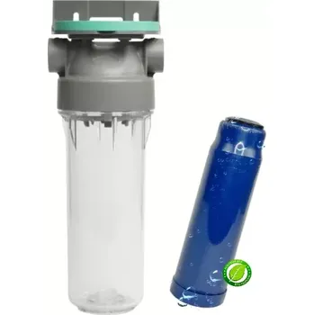 Filtrace vody Průsvitné filtrační pouzdro s odvzdušňovacím ventilem ECO 1“ - 10“/2,5" a vložkou se sypaným aktivním uhlím a KDF (FILTRAČNÍ POUZDRA)