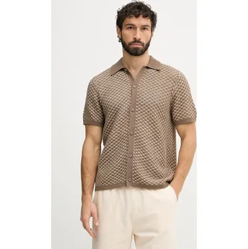 Pánská košile Guess košile pánská s příměsí lnu RYDEN M6GR20.Z0704 béžová 08X, vel. XL