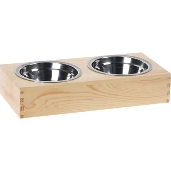 Miska pro psa Misky pro psa v dřevěném podstavci 30x14 cm