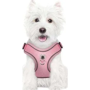 Postroj pro psa Postroj pro psa s vodítkem, vycházkový, reflexní, nastavitelný, měkký, velikost M, růžový