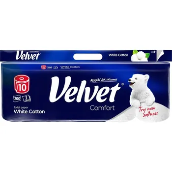 Velvet toaletní papír 10 rolí 3vrstvý White Cotton Comfort