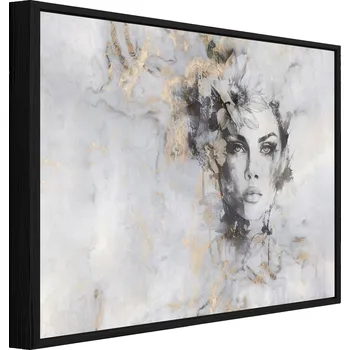Obraz OBRAZ V ČERNÉM RÁMU NA PLÁTNĚ ŽENA TVÁŘ BETON OBÝVACÍ POKOJ LOŽNICE 100x70