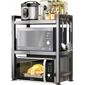 police Rohová kuchyňská police Perfectlife, kovová, černá, 2-patrová, 60x36 cm