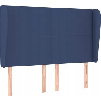 Čelo postele s ušima, modré, 147x23x118/128 cm, látka