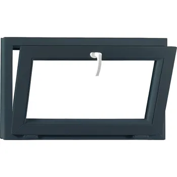 Okno SKLADOVÁ-OKNA.cz Jednokřídlé plastové okno sklepní 1000x500 mm mm, antracit / bílé, dvojsklo, výklopné, OLIMPIA 60 AD Bílá dovnitř / Šedá antracit ven (struktura písek)