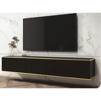 Televizní stolek Závěsná TV skříňka Orfeo, 175 cm, černá/zlatá