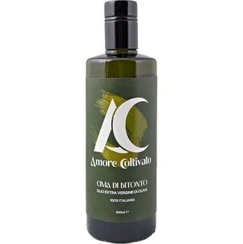 Rostlinný olej Amore Coltivato Prémiový extra panenský olivový olej Cima di Bitonto 500 ml z Apulie