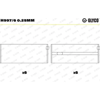 Kliková hřídel Hlavní ložiska klikového hřídele GLYCO H997/6 0.25mm