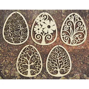 Velikonoční dekorace Sada vajíček s jarními motivy 5ks