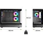 EVOLVEO Ursus, skříň mATX, 6x ARGB ventilátor 120mm, skleněná bočnice + přední panel, černá