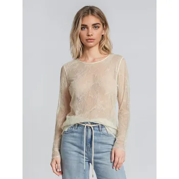 Dámské tričko Civico krajkové triko s dlouhým rukávem máslové Velikost: UNI