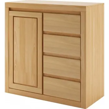 Komoda Buková komoda z masivu 90×90×41 cm – prádelník barevné odstíny bukového dřeva: buk přírodní Masiv buk | 90 × 90 × 41 cm | 4 zásuvky + 1 dvířka