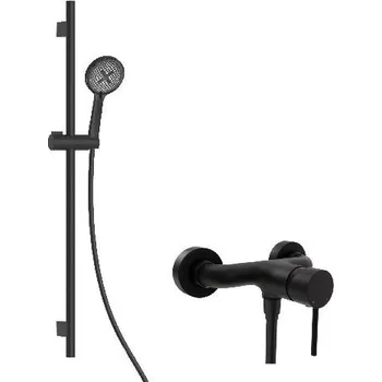 Sprchový set kielle Oudee - Sprchový set s baterií, tyčí, hadicí a sprchovou hlavicí EcoSpare, matná černá 20602SN14