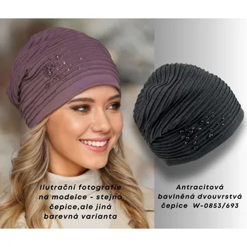 Čepice Dámská bavlněná čepice Krumlovanka W-0853/693 tmavě šedá