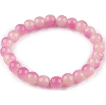Náramek Náramek pružný ze skleněných korálků, barva 8 růžová