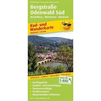 Bergstrasse Odenwald Süd, Heidelberg-Weinheim-Eberbach 1:50 000 / cyklistická a turistická mapa