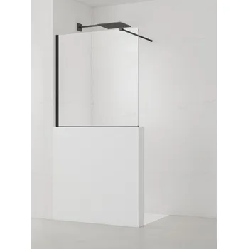 Swiss aqua technologies Sprchová zástěna SAT Walk-in 100x100 cm na sníženou příčku černá SATBWIS100PRC