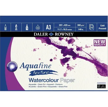 Výtvárné potřeby Daler Rowney Aquafine Texture Watercolour Paper Aquafine Skicář 12 A3 300 g