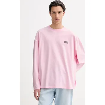 Pánské tričko Bavlněné tričko s dlouhým rukávem American Vintage MGIX02B růžová 03X, vel. S