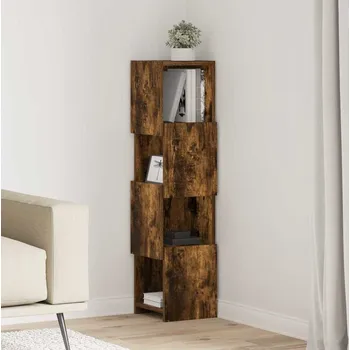 Policová skříň vidaXL Rohová skříňka Kouřový dub 25,5x25x102cm kompozitní dřevo [889809]