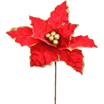 umělá květina Poinsetie třpytivá červená Ø30 cm