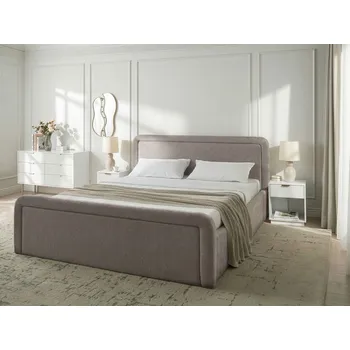 Postel Čalouněná postel s úložným prostorem taupe 180 x 200 cm čelo zvedací základna skandinávský styl Beliani