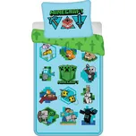 Dětské povlečení MINECRAFT LETS PLAY, modro-zelené, bavlna hladká, 140x200cm + 70x90cm