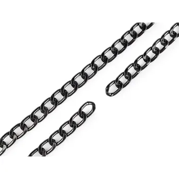 Řetěz plochý lehký šíře 13 mm, metráž, barva 2 nikl černý
