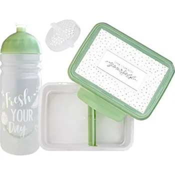 Jídlonosič Set Zdravá lahev 0,7 l a Zdravá sváča - Fresh olivová