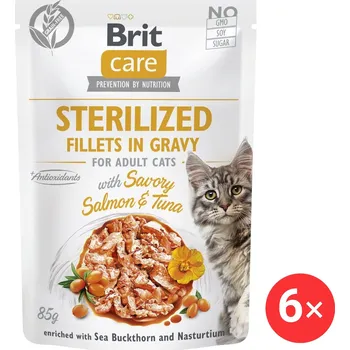 Brit Care Cat Sterilized Fillets in Gravy with Savory Salmon & Tuna 6 × 85 g