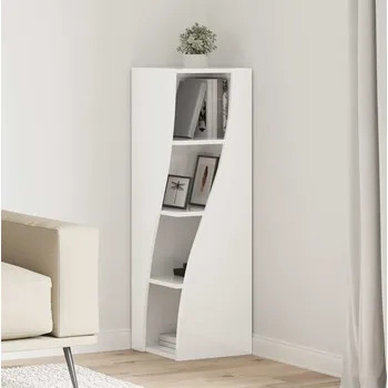 Policová skříň vidaXL Rohová skříňka Vysoce lesklá bílá 32x32x102cm kompozitní dřevo [889859]