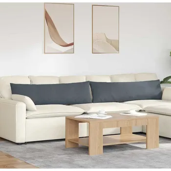 Polštář vidaXL Pohovkové polštáře 2 pcs Tmavě šedá 145 x 40 cm Žebrovaná látka [42013843]