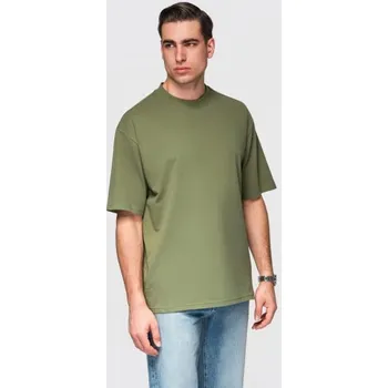 Pánské oblečení Ombre Clothing Olivové tričko volného střihu V8 TSBC-0267