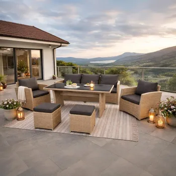 Zahradní sestava Velká rodinná zahradní souprava Avenberg AMICO natur/antracit