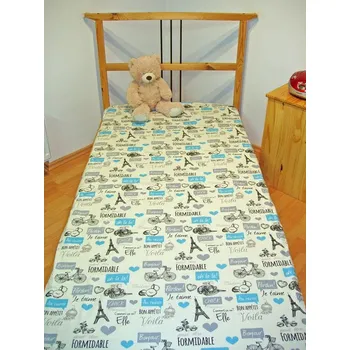 Prostěradlo Prostěradlo klasik Paříž modrá 150x235 cm