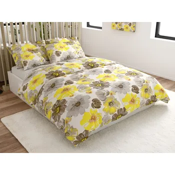 Povlečení Povlečení z mikrovlákna FEONELLE žluto-šedé Rozměr povlečení: 70 x 90 cm | 140 x 220 cm, 140x200 / 70x90 cm, 140x220 / 70x90 cm, 200x220 + 2 polštáře 70x90 cm