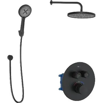 Vodovodní baterie kielle Oudee - Termostatická baterie pod omítku, pro 2 spotřebiče, s příslušenstvím EcoSpare a tělesem, matná černá 20602SPT74