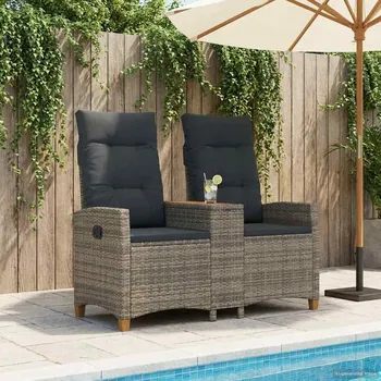 Zahradní lavice vidaXL Skládací lavice se stolem Šedá a tmavě šedá 126 x 65 x 112 cm [42026814]