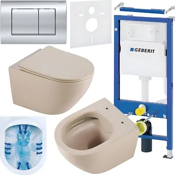 Klozet BPS-koupelny Podomítkový modul Geberit DuoFix s WC mísou MU-CAP-RIM-03 + ovládací tlačítko Delta 30 chrom