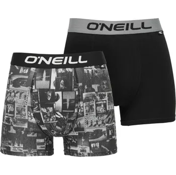 Boxerky Pánské boxerky O'Neill BOXER HERITAGE COLLAGE 2-PACK XL Černá, Tmavě šedá, Bílá
