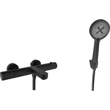 kielle Oudee - Termostatická vanová baterie s příslušenstvím EcoSpare, matná černá 10302SNT84