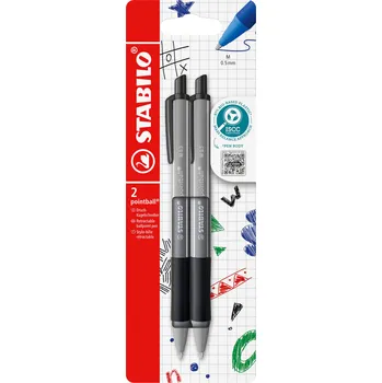 STABILO pointball colorful, černé - sada 2 ks