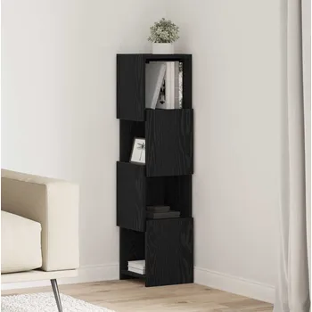 Policová skříň vidaXL Rohová skříňka Černý dub 25,5x25x102cm kompozitní dřevo [889806]