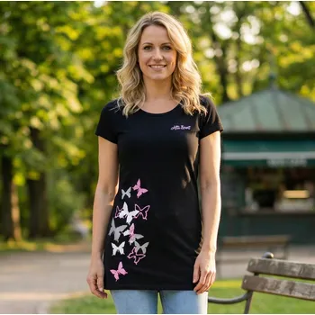 Dámské tričko Dámské prodloužené triko ALTISPORT CARRYOVER ALW134AL384 ČERNÁ/SVĚTLE RŮŽOVÁ XS