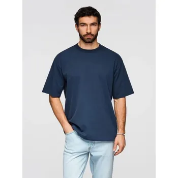 Pánské oblečení Ombre Clothing Tmavě modré volné tričko V9 TSBC-0267